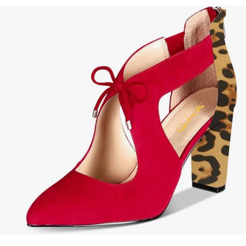 XYD Women Office Lady Closed Pointed Toe Cutout Casual Dress Pumps Booties